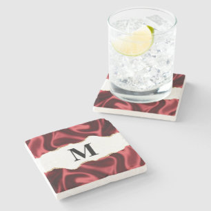 Donkerrood glam met laag satin Abstract ontwerp Stenen Onderzetter