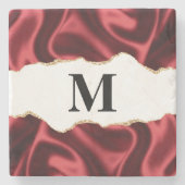 Donkerrood glam met laag satin Abstract ontwerp Stenen Onderzetter (Voorkant)