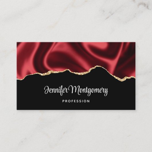Donkerrood glam met laag satin Abstract ontwerp Visitekaartje (Voorkant)