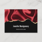 Donkerrood glam met laag satin Abstract ontwerp Visitekaartje (Voorkant)