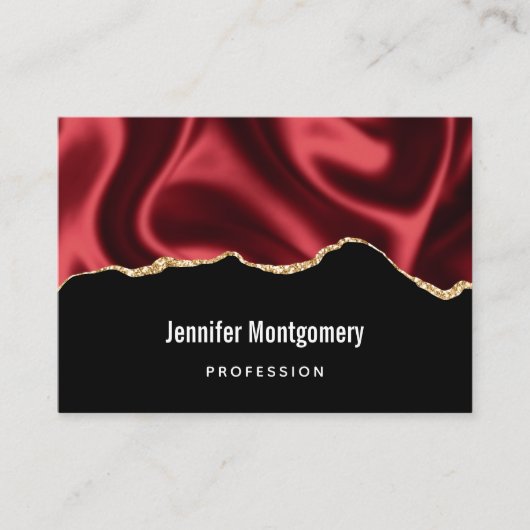 Donkerrood glam met laag satin Abstract ontwerp Visitekaartje (Voorkant)