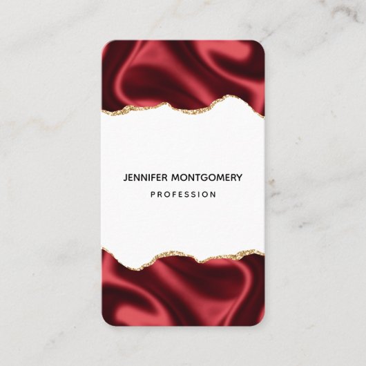 Donkerrood glam met laag satin Abstract ontwerp Visitekaartje (Voorkant)