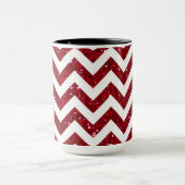 Donkerrood Glitter Chevron Patroon Mok (Midden)