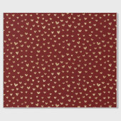 Donkerrood Golden Hearts Pattern Wrapping Paper Cadeaupapier (Vlak)