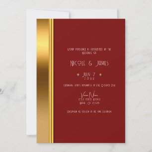 Donkerrood & Goud Elegante Koninklijke Glam Bruilo Kaart