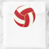 Donkerrood, goud en witte volleybal ronde sticker (Tas)
