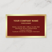 Donkerrood goud folie Real Estate Foto Realtor Visitekaartje (Achterkant)