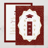 Donkerrood goud geometrische afstudeerfeest aankondiging (Voorkant / Achterkant)