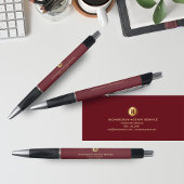 Donkerrood & Goud Monogram Notaris Zakelijke Promo Pen