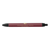 Donkerrood & Goud Monogram Notaris Zakelijke Promo Zwarte Inkt Pen (Voorkant)