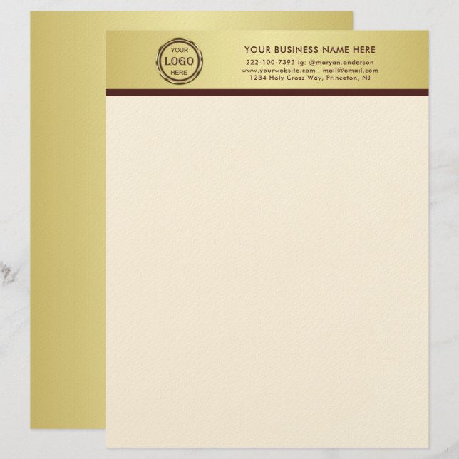 Donkerrood goud ontwerp, Logo of foto in gouden ci Briefhoofd (Voorkant / Achterkant)