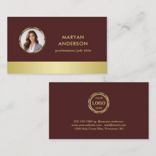 Donkerrood goud ontwerp, Logo of foto in gouden ci Visitekaartje