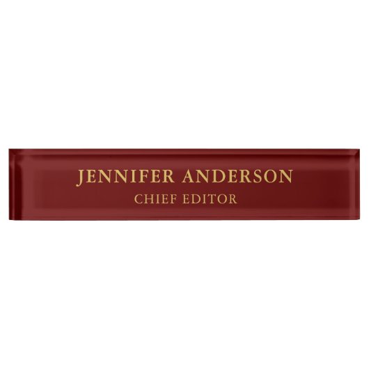 Donkerrood & Gouden Kleuren Professionele Moderne  Naambordje (Voorkant)