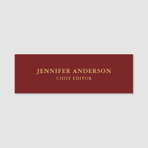 Donkerrood & Gouden Kleuren Professionele Moderne  Naamplaatje