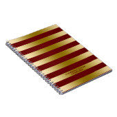 Donkerrood & Gouden Streepjespatroon Notitieboek (Rechterzijde)