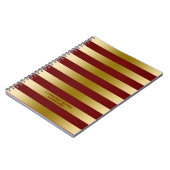 Donkerrood & Gouden Streepjespatroon Notitieboek (Linkerzijde)
