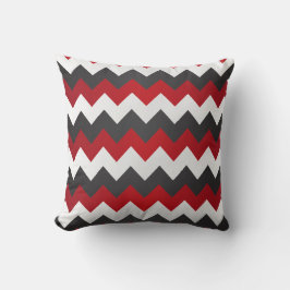 Donkerrood, grijs en wit Chevron ZigZag Kussen