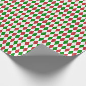 Donkerrood, groen en wit Harlequin Wrapping Paper Cadeaupapier (Hoek)