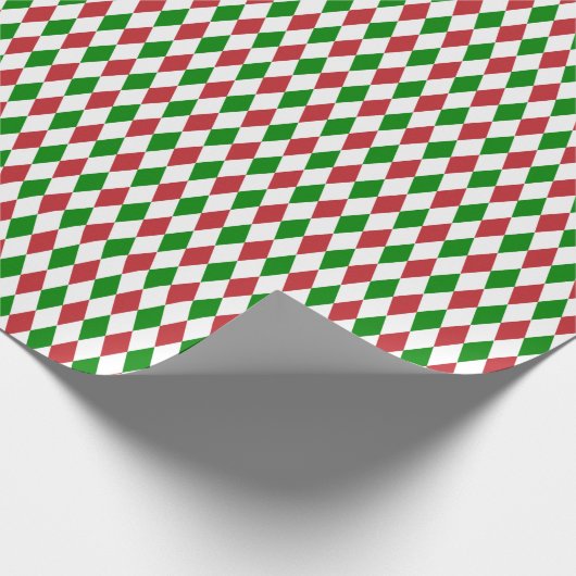 Donkerrood, groen en wit Harlequin Wrapping Paper Cadeaupapier (Hoek)