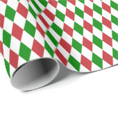 Donkerrood, groen en wit Harlequin Wrapping Paper Cadeaupapier (Rol Hoek)