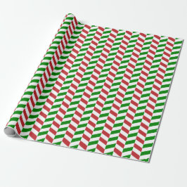 Donkerrood, groen en wit herringbone cadeaupapier