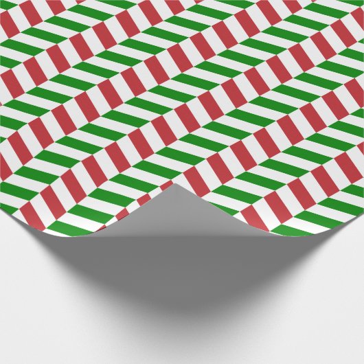 Donkerrood, groen en wit herringbone cadeaupapier (Hoek)