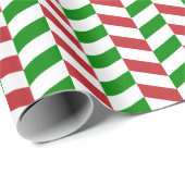 Donkerrood, groen en wit herringbone cadeaupapier (Rol Hoek)