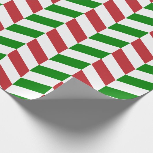 Donkerrood, groen en wit herringbone |XL| Cadeaupapier (Hoek)