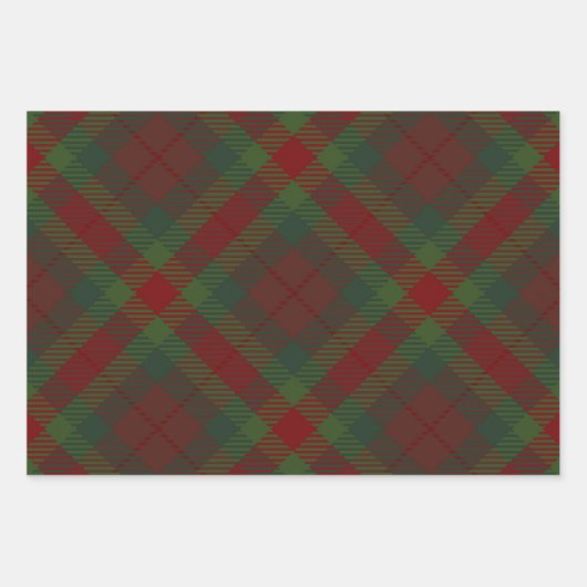 DONKERROOD & GROEN KERSTPLAID PATROON INPAKPAPIER VEL (Voorkant)