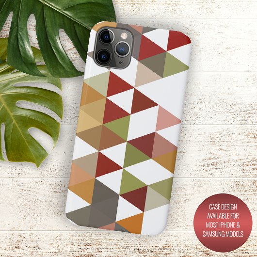 Donkerrood groen taupe bruin wit polygoon kunst Case-Mate iPhone case