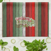 Donkerrood groen verweerde houten planken patroon theedoek (Gevouwen)