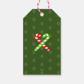 Donkerrood-groen, zoete XmaS Gingerbrood-CandyCane Cadeaulabel (Achterkant)