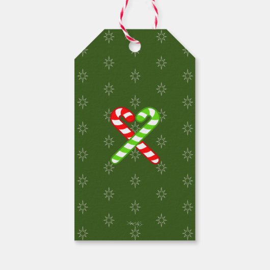 Donkerrood-groen, zoete XmaS Gingerbrood-CandyCane Cadeaulabel (Achterkant)