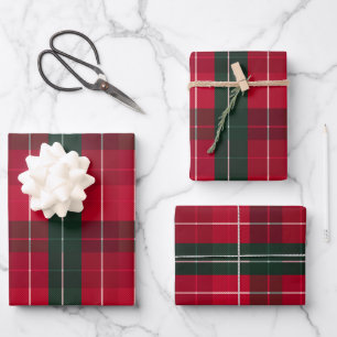 Donkerrood-groene kerstpatroon inpakpapier vel