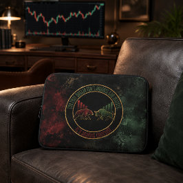Donkerrood groene stier beren mentaliteit trader o laptop sleeve