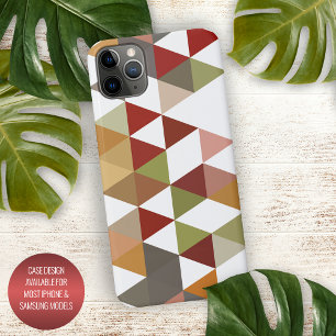 Donkerrood groene taupe bruine witte polygoon kuns iPhone 16 pro max hoesje