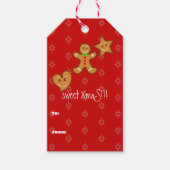 Donkerrood-groene zoete XmaS-gingerbread-candystic Cadeaulabel (Voorkant)