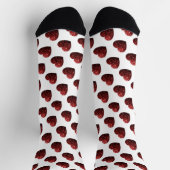 Donkerrood hart glitter spatten wit sokken (Top)