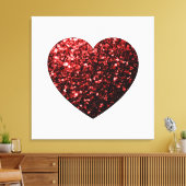 Donkerrood hart namaak glitters glinsteringen canvas afdruk (Insitu (Woonkamer))