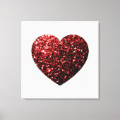 Donkerrood hart namaak glitters glinsteringen canvas afdruk (Voorkant)