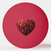 Donkerrood hart namaak glitters glinsteringen pingpongbal (Voorkant)