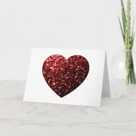 Donkerrood hart namaak glitters glinstert kaart