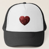 Donkerrood hart namaak glitters glinstert trucker pet (Voorkant)