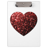 Donkerrood hart nep glitterspikkels klembord (Voorkant)