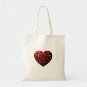 Donkerrood hart nep glitterspikkels tote bag (Voorkant)