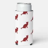 Donkerrood kattenpatroon op wit seltzer blikjeskoeler (Seltzer Voorkant)