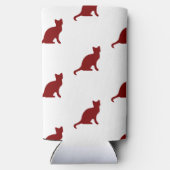 Donkerrood kattenpatroon op wit seltzer blikjeskoeler (Achterkant)