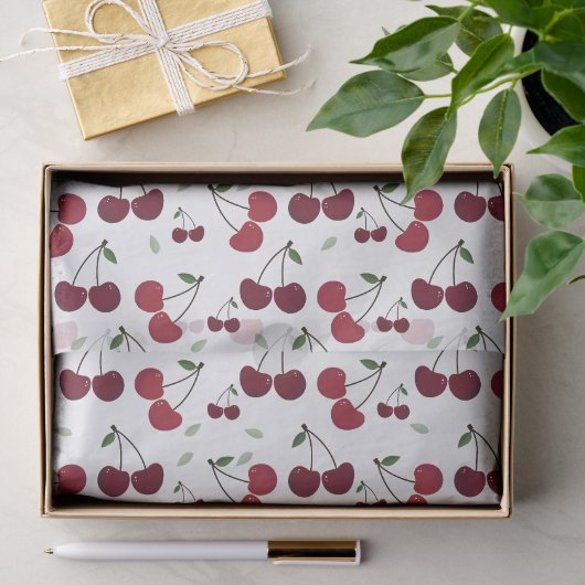 Donkerrood Kersenpatroon Tissuepapier (Geschenk)