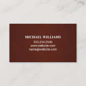 Donkerrood leder | Bruin leder Stitch Visitekaartje (Achterkant)