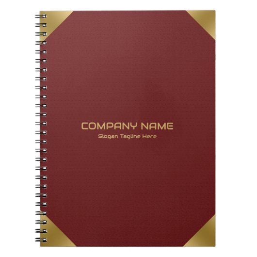 Donkerrood lederen afbeelding afdrukken met gouden notitieboek (Voorkant)
